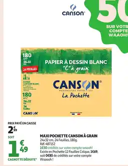 Auchan CANSON Maxi pochette canson à grain offre