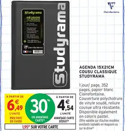 Intermarché Hyper Agenda 15x21cm cousu classique studyrama offre