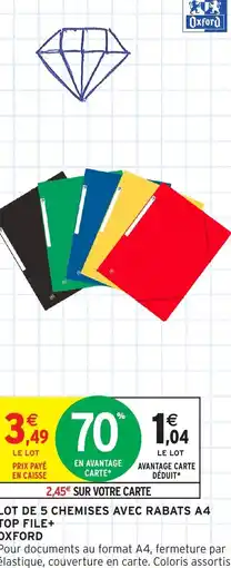 Intermarché Hyper Lot de 5 chemises avec rabats a4 top file+ oxford offre