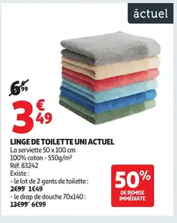 Auchan ACTUEL Linge de toilette uni offre