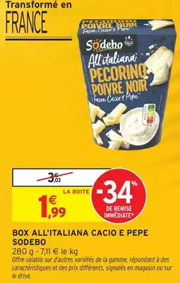 Intermarché Hyper Box all'italiana cacio e pepe sodebo offre