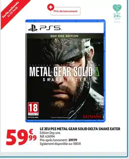 Auchan Le jeu ps5 metal gear solid delta snake eater offre