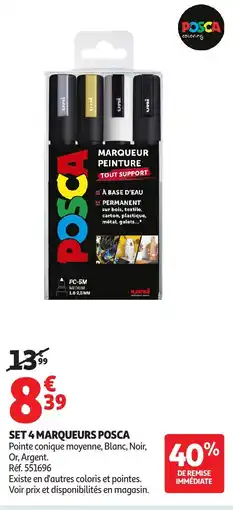 Auchan POSCA Set 4 marqueurs offre