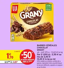 Intermarché Hyper Barres céréales chocolat grany offre