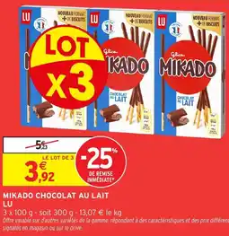 Intermarché Hyper Mikado chocolat au lait lu offre