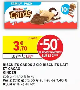 Intermarché Hyper Biscuits cards 2x10 biscuits lait et cacao kinder offre