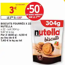 Intermarché Hyper Biscuits fourrés x 22 nutella offre