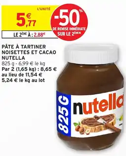Intermarché Hyper Pâte à tartiner noisettes et cacao nutella offre
