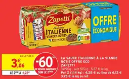 Intermarché Hyper La sauce italienne à la viande rôtie offre eco zapetti offre