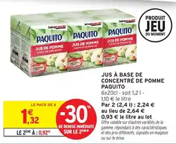 Intermarché Hyper Jus à base de concentré de pomme paquito offre