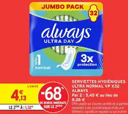 Intermarché Hyper Serviettes hygiéniques ultra normal vp x32 always offre
