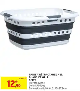 Intermarché Hyper Panier rétractable 45l blanc et gris 5five offre