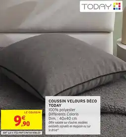 Intermarché Hyper Coussin velours déco today offre