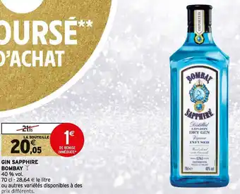 Intermarché Sapphire bombay gin offre