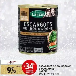 Intermarché Larzul escargots de bourgogne 8 douzaines offre