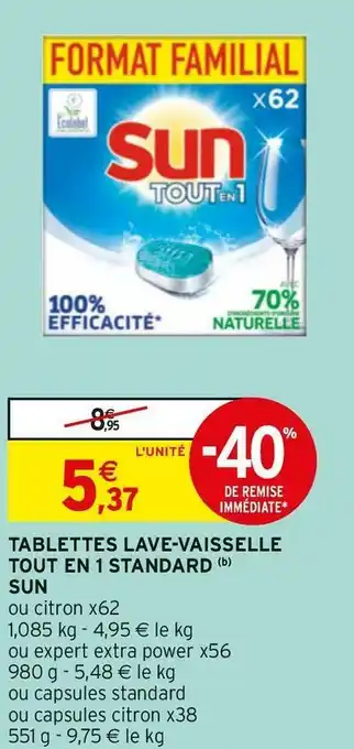 Intermarché Sun tablettes lave-vaisselle tout en 1 standard offre
