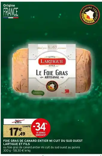 Lartigue et fils foie gras de canard entier mi cuit du sud ouest
