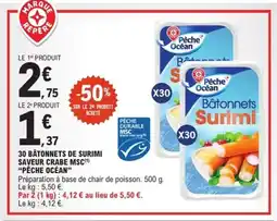 E.Leclerc Express "PÊCHE OCÉAN" 30 bâtonnets de surimi saveur crabe msc offre