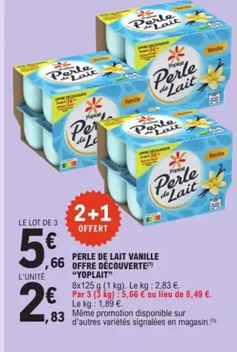 E.Leclerc Express "YOPLAIT" Perle de lait vanille offre découverte offre
