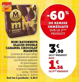 Super U Mini batonnets glaces double caramel chocolat magnum offre