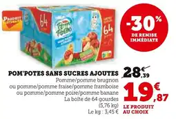 Super U Pom'potes sans sucres ajoutes offre