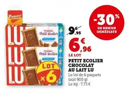 Super U Petit ecolier chocolat au lait lu offre