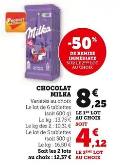 Super U Chocolat milka offre