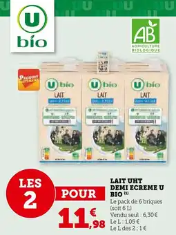 Super U Lait uht demi ecreme u bio offre