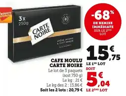 Super U Cafe moulu carte noire offre