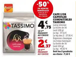 Super U Cafe l'or capsules compatibles tassimo offre