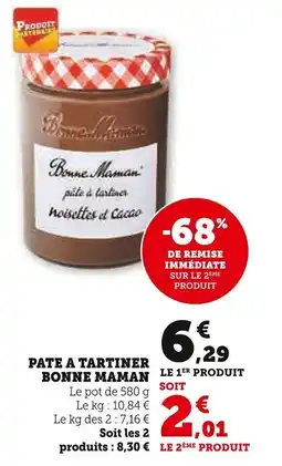 Super U Pate a tartiner bonne maman offre