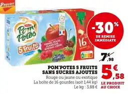 Super U Pom'potes 5 fruits sans sucres ajoutes offre