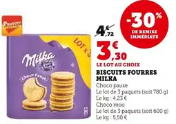 Super U Biscuits fourres milka offre
