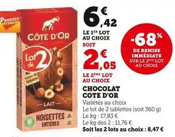 Super U Chocolat cote d'or offre