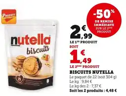 Super U Biscuits nutella offre