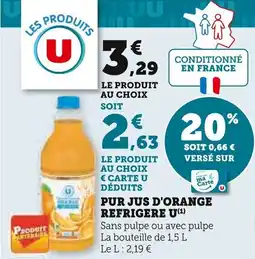 Super U Pur jus d'orange refrigere u offre