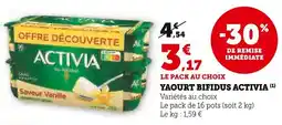 Super U Yaourt bifidus activia offre