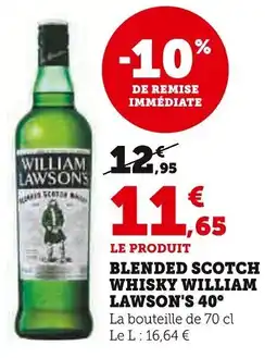 Super U Blended scotch whisky william lawson's 40° offre
