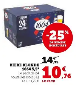 Super U Biere blonde 1664 5,5° offre