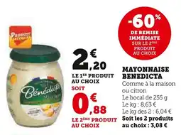 Super U Mayonnaise benedicta offre