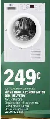 E.Leclerc SÈCHE LINGE À CONDENSATION 8KG “HELVETIA” offre