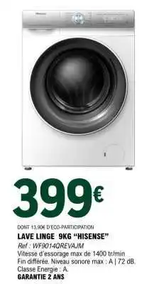 E.Leclerc LAVE LINGE 9KG “HISENSE” offre