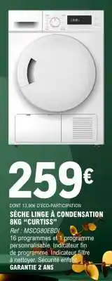 E.Leclerc SÈCHE LINGE À CONDENSATION 8KG CURTISS offre