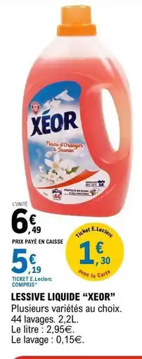 E.Leclerc Lessive Liquide XEOR offre
