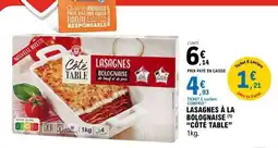 E.Leclerc Lasagnes à la Bolognaise 'Côté Table' offre