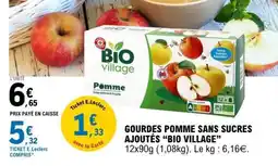 E.Leclerc GOURDES POMME SANS SUCRES AJOUTÉS “BIO VILLAGE” offre