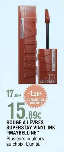 E.Leclerc ROUGE À LÈVRES SUPERSTAY VINYL INK 'MAYBELLINE' offre