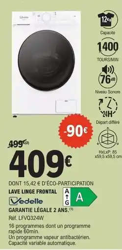 E.Leclerc Lave Linge Frontal Vedette offre