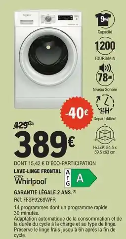 E.Leclerc Lave-linge frontal Whirlpool offre