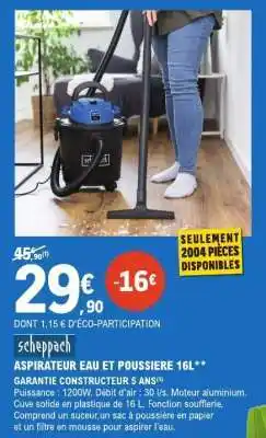 E.Leclerc ASPIRATEUR EAU ET POUSSIERE 16L offre